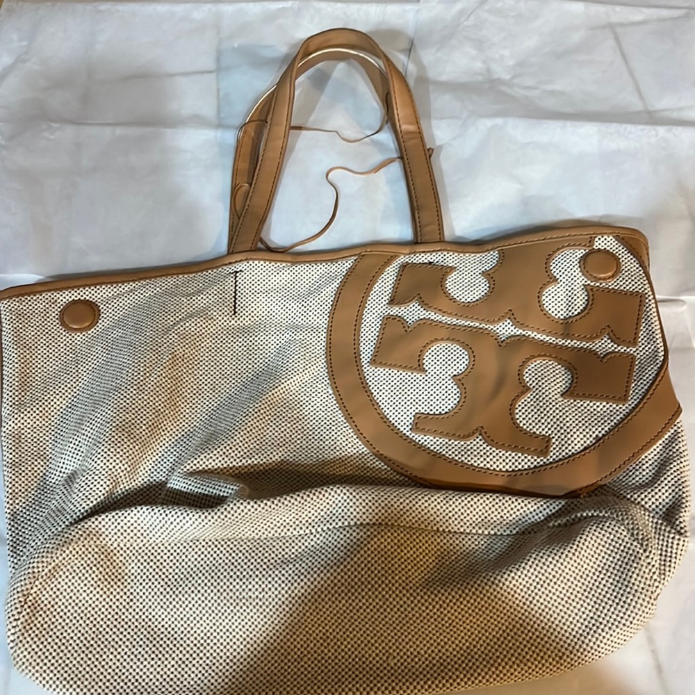 Tory Mini Beige Canvas Tote Good used condition